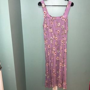 Purple floral tank midi bohemian dress